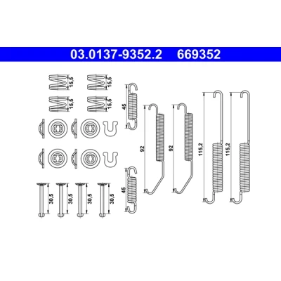 Imagen de ATE 03.0137 9352.2 Juego de accesorios, zapatas freno estacionamiento NISSAN: NV200 / Evalia Bus