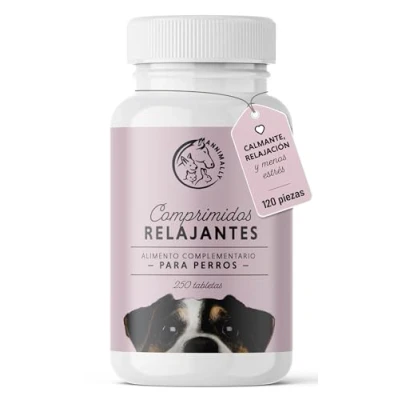 Imagen de Annimally Relax Tabletas para Perros Comprimidos de Bienestar con Valeriana, Hierba San Juan y L Triptófano, 120 Ansiedad, Estrés Viajes Alta Aceptación