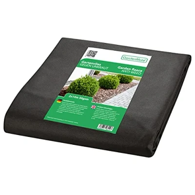 Imagen de GardenMate Malla Geotextil de 2 m x 15 y 50 g/m² Resistente para Malas Hierbas Estabilizada contra UV Permeable al Agua = 30 m²