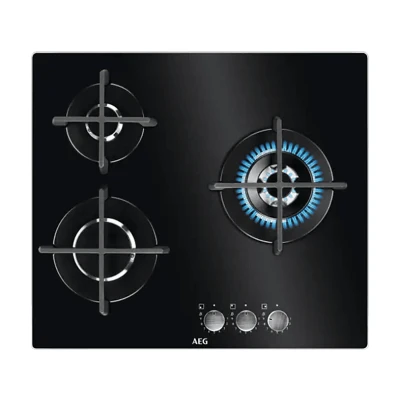 Imagen de Placa de Gas AEG HKB63320NB, 3 quemadores, butano, 60 cm, Negro