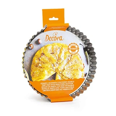 Imagen de DECORA, 0070018 Molde para Tarta con Fondo Móvil de Acero Antiadherente, Redondo Ø 28 X 3,5 cm, Facilita el Desmoldado los Pasteles, Diseño Profesional
