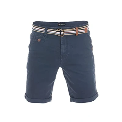 Imagen de riverso RIVKlaas Pantalones Cortos Chinos para Hombre, Corte Regular, Bermuda, de Verano, 98% algodón, Verde, Rojo, Azul, Beige, Gris, W30 W42 Azul Oscuro (59400) W36