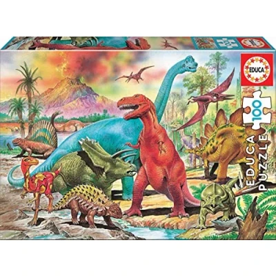 Imagen de Educa Dinosaurios Puzzles, 100 Piezas, Multicolor, 13179