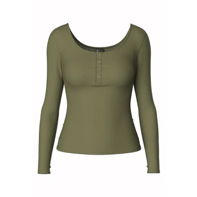 Imagen de PIECES Pckitte Ls Top Noos B C, Camisa Manga Larga para Mujer, Verde (Deep Lichen Green Deep Green), L