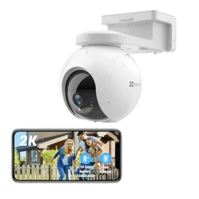 Imagen de EZVIZ 2K Cámara de Vigilancia Exterior WiFi Inalámbrica 3MP Batería Duración 210 Días 10400mAh, Audio Bidireccional, Detección Inteligente Personas, Visión Nocturna en Color, CB8