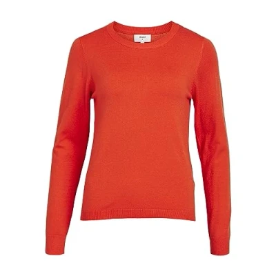 Imagen de Object Objthess L/S Noos Jersey de Punto con Cuello Redondo, Cherry Tomato/Detail:Melange, S para Mujer
