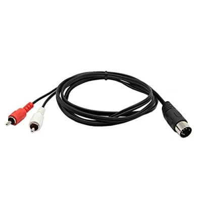 Imagen de Cable MIDI DIN 5 pines, Cerrxian 1,5 m macho a 2 RCA macho. de audio profesional para Bang &amp; Olufsen, Naim, Quad... Sistemas estéreo