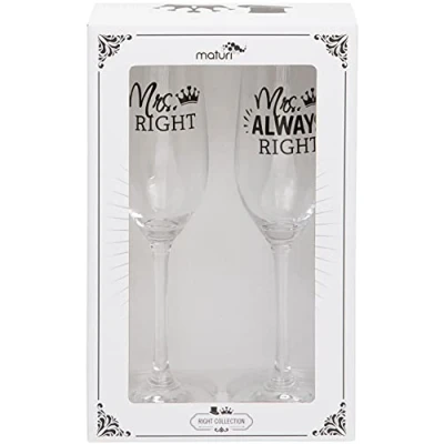 Imagen de Juego de dos copas champán &#039;Mrs Right Mrs Always Right&#039;, caja regalo, 220 ml