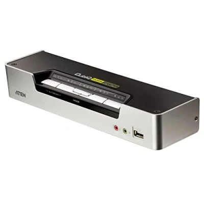 Imagen de Aten CubiQ Switch KVM (4 Puertos, HDMI, USB 2.0, 3.5 mm), Negro y Gris