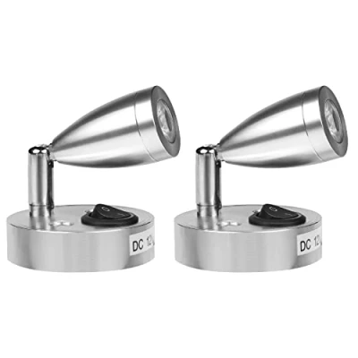 Imagen de CPROSP 2 Unidades 3W 12V Luz de Lectura, Cálida, Lámpara Foco Pared Interior con Interruptor 180 Flexible, para Barco Coche Caravana Autocaravana Camper Yate Furgoneta