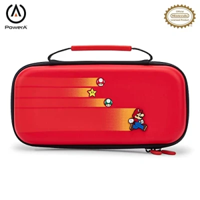 Imagen de PowerA Funda Protectora Nintendo Switch, Switch Lite y Modelo OLED, rígida con asa de Transporte Almacenamiento para 9 Tarjetas Juego, Oficial: Speedster Mario