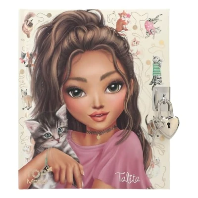 Imagen de Depesche 12957 TOPModel Kitty and Doggy Agenda en Beige, con Motivo de Modelo y Gato, Libro 192 páginas rayadas Cierre, Multicolor (0012957)