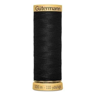 Imagen de Hilo de coser Gutermann algodón Natural 100 m negro 5201 por bobina