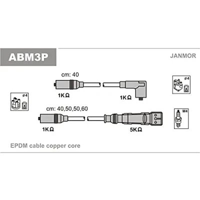 Imagen de JANMOR ABM3P Juego de Cables Encendido AUDI: Coupe B3, 80 B4 Berlina, Avant