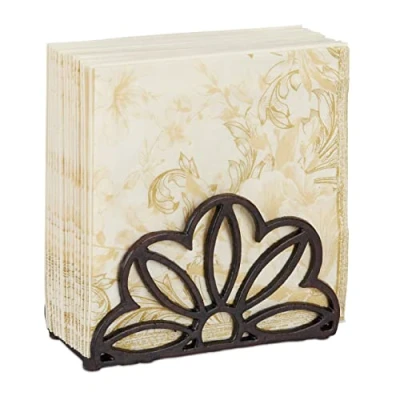 Imagen de Relaxdays 10028973 Servilletero de Mesa Elegante, Soporte Servilletas 33 x cm, Hierro Fundido, 1 Ud, 10 16 7 Marrón