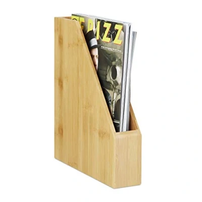Imagen de Relaxdays, A4 Archivador de Documentos, Veteado Natural, Soporte para revistas, Bambú, Marrón, 29,5 x 25,5 6 cm