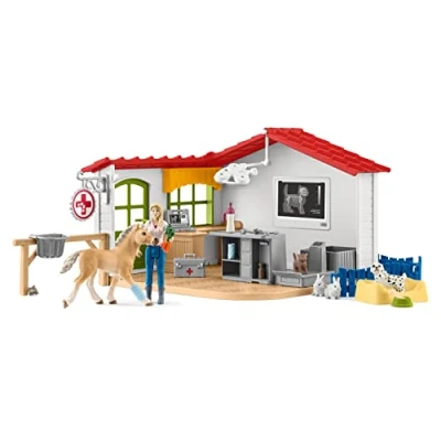 Imagen de Schleich 42502 Farm World Play Set Clínica veterinaria con mascotas, juguetes a partir de 3 años
