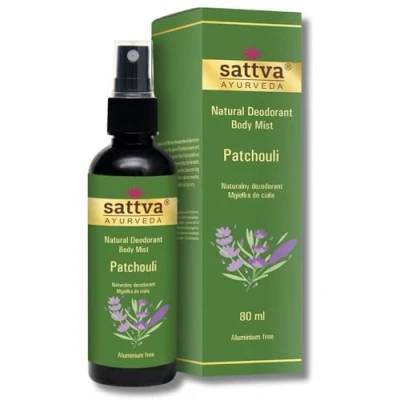 Imagen de Sattva Ayurveda desodorante natural en spray Patchuli sin alcohol, suave para la piel, aluminio, aroma sensual mujeres, corporal con extractos de plantas, mujer, 80