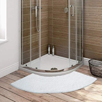 Imagen de KKPW Curvado Alfombrilla de Ducha Antideslizante, Quadrant para Esquina Lavable a Máquina, Alfombra Baño Esquina, Microfibra Suave, Inodoro, 45x100cm