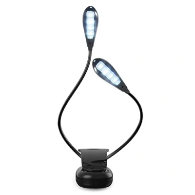Imagen de Iluminación para Lectura Clip flexible de LED Luz libro del con 8 luces soporte música ajuste 5 modos Lampara viaje cabeza doble (batería)