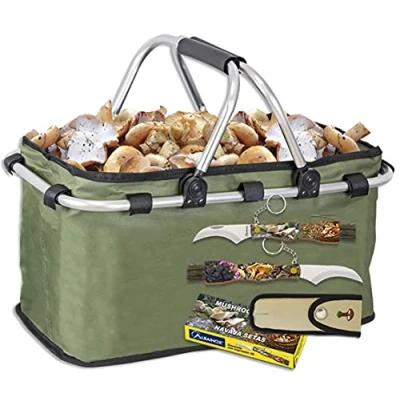 Imagen de Tiendas LGP Albainox, Set Cesta Multiusos Plegable Especial para recolección de Setas y Frutas + Navaja Setera
