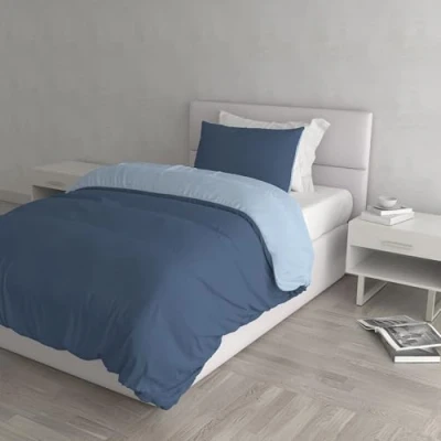 Imagen de Italian Bed Linen Color Juego de Funda nórdica Natural Colour, Algodón, Avio/Azul Claro, Individual