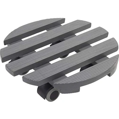 Imagen de Metafranc 825240 Rodillo para Plantas (diámetro de 300 mm, Capacidad Carga 60 kg, Placa Pino estriada, Ruedas TPE con 2 Cierres, Cierres), Color Gris
