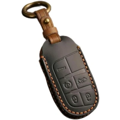 Imagen de ONNAT Funda de Cuero para Llavero Coche, Mando a Distancia, Jeep Renegade Compass Grand Cherokee,