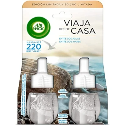 Imagen de Air Wick Eléctrico Recambio de Ambientador Automático Eléctrico, aroma a Oasis Turquesa 2 x 19ml