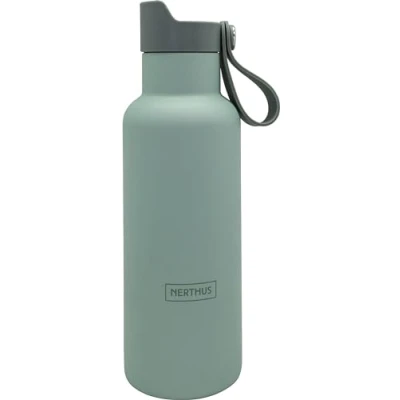 Imagen de NERTHUS FIH 1265 Botella Deportiva CLICK &amp; DRINK! de Doble Pared 500 ml con Tapón Clic, Hidratación y Estilo en un Diseño Premium Kaki