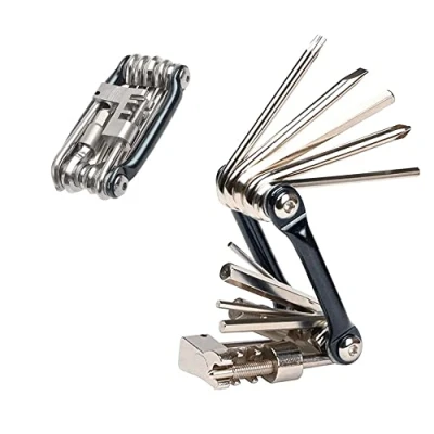 Imagen de Aiqeer 11 en 1 Multifunción Bicicleta Reparación Herramientas, Kit Multiherramienta Bicicleta, Mini Herramientas de y Mantenimiento Bicicletas Plegables Portátiles (Negro)