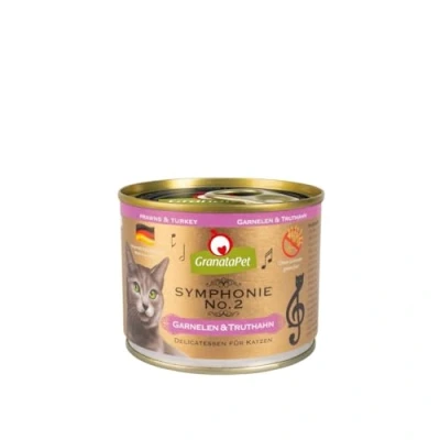 Imagen de GranataPet Symphonie No. 2: camarones y Pavo; Comida para Gatos sin Cereales ni azúcares, Filete en Jalea Natural, Delicado alimento húmedo Gatos, 6 x 200 g