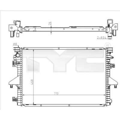 Imagen de TYC 737 0069 Radiador, refrigeración del motor 710 468 26 Aletas unidas mecánicamente VOLKSWAGEN: Transporter 5, 5 Bus