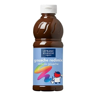 Imagen de Lefranc Bourgeois Educación, gouache líquida Redimix, témperas para niños, 500ML tierra de sombra tostada, pinturas niños y manualidades