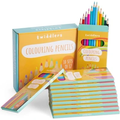 Imagen de THE TWIDDLERS 120 Lápices de Colores (10 Paquetes 12) Set dibujo, 17,5 cm Longitud Regalos para Fiestas, Dibujo Niños y Adultos