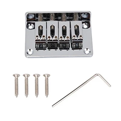 Imagen de 4 String Guitarra Bridge, Durable Bridge Repuestos para Cigarbox Guitarras Eléctricas Bass Ukulele(Plata)