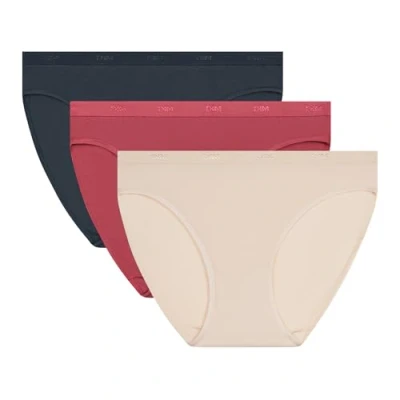 Imagen de Dim Les Pockets Ecodim Coton Confortable X3 Bragas, Beige Marfil/Silky RSE/Gr Granito, M (Pack de 3) para Mujer