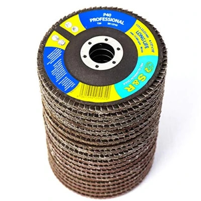 Imagen de S&amp;R Juego 20 discos de Láminas 115 mm para Madera y Metal. 5 cada grano : P40/60/80/120. Disco abrasivos amoladora angular