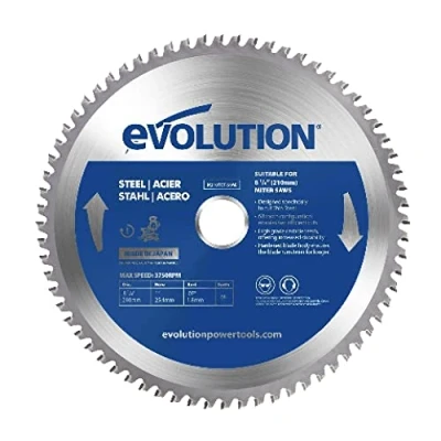 Imagen de Evolution hoja de sierra 210 mm M210TCT 50MS para cortar acero dulce: la metal con punta carburo y 50 dientes no genera calor, rebabas ni chispas
