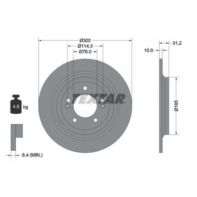Imagen de TEXTAR PRO 92293403 Disco de freno 302 10 05/07 114,3 macizo revestido sin cojinete rueda, perno sujeción buje rueda
