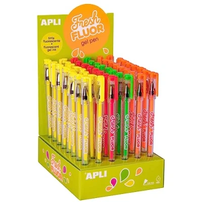 Imagen de Pack de 6 Boligrafos Fluorescentes Con Tinta Gel Surtido Colores Apli 15226
