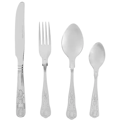 Imagen de Russell Hobbs Verona Cutlery Set 24 Piece 18/10 Stainless Steel, Table Utensils for 6 Place Settings, Dishwasher Safe, Forks/Knives/Spoons/Teaspoons Included in Set, 50 Year Guarantee