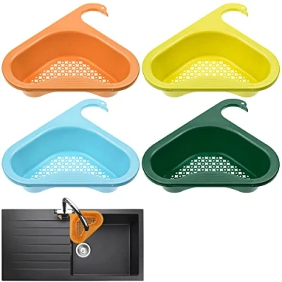 Imagen de Cestas Coladoras,Cesta de Drenaje para Fregadero Cocina,4 Piezas Cesta Colador Triangular,Cesta Filtro Fregadero,Cesta Desagüe Cocina Alimentos y Frutas Basura