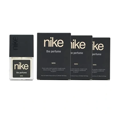Imagen de NIKE The Perfume Man, Colonia Hombre, Pack de 3 x 30 ml, Formato Viaje en Spray, Eau Toilette Natural y Masculino, Aromática Amaderada, Fragancia Intensa, Juvenil Duradera