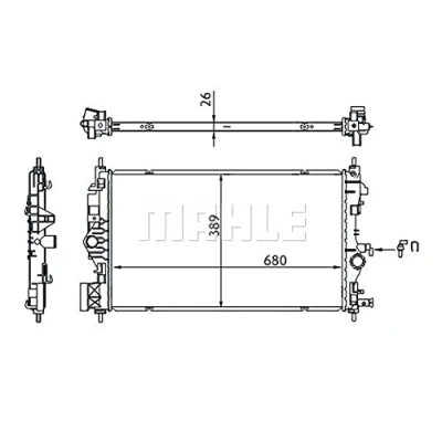 Imagen de MAHLE ORIGINAL CR 1697 000S Radiador, refrigeración del motor 680 388 26 Aletas soldadas OPEL: Zafira C Tourer, Astra J Hatchback