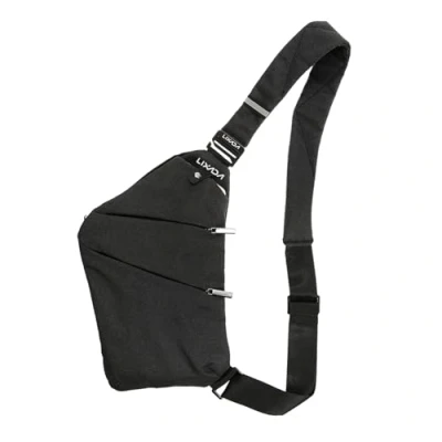 Imagen de Lixada mochila bandolera ligera para deportes al aire libre, viajes, senderismo, antirrobo, bandolera, hombres y mujeres, Black, 12.2 * 7.9 0.4in