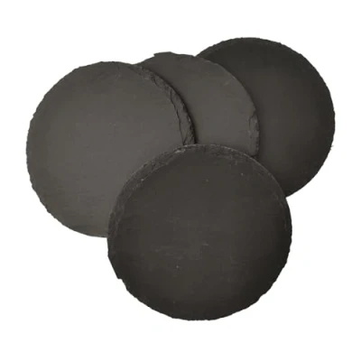 Imagen de Hermoso Juego de 4 Posavasos Pizarra con Patas Goma, diámetro Aprox. 10 cm