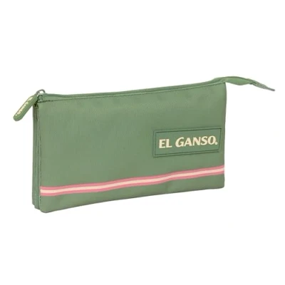 Imagen de Safta EL Ganso Basics Portatodo Triple, Estuche Infantil, Niño, Ideal para Niños en Edad Escolar, Cómodo y Versátil, Calidad Resistencia, 22x3x12 cm, Color Verde
