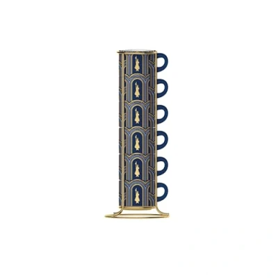 Imagen de Bialetti Juego de 6 tazas apilables azul Art Deco &#039;Glamour con estructura metal