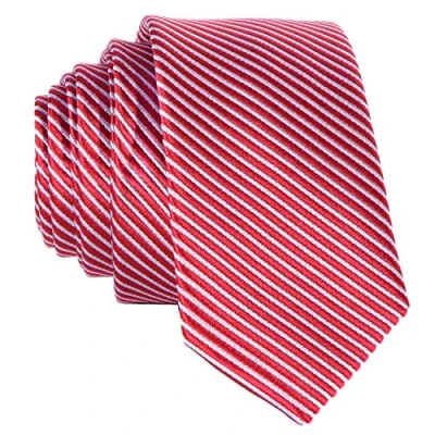Imagen de DonDon Corbata estrecha rayada 5 cm de color rojo blanco hecho a mano